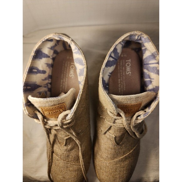 Womens Size W8 Beige Toms Wedge Fabric Ankle Boots 301112 preowned - Picture 7 of 9